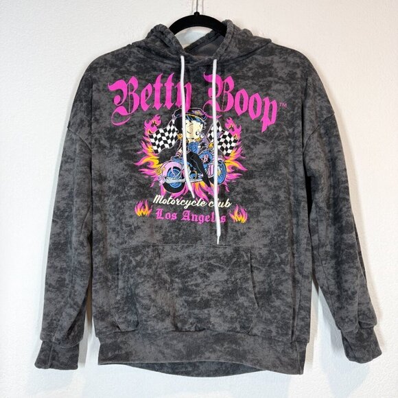 Betty Boop Hoodie Sweatshirt Gray Born to Ride XS - Picture 8 of 8